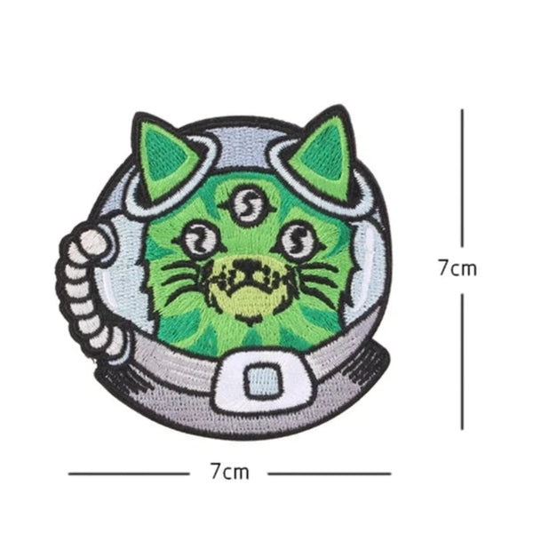 Cute 'Three Eyed Space Cat' Embroidered Velcro Patch