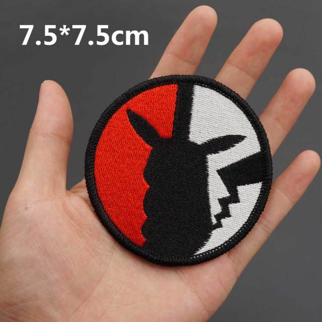 Pocket Monster 'Pikachu | Black' Embroidered Velcro Patch
