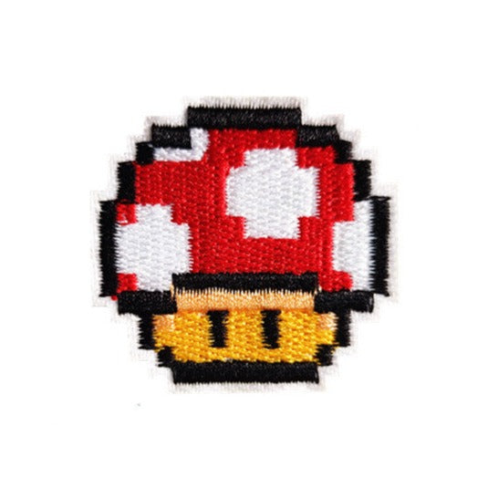Mushroom Kingdom Pixel 'Red Mushroom | Set of 2' Embroidered Patch