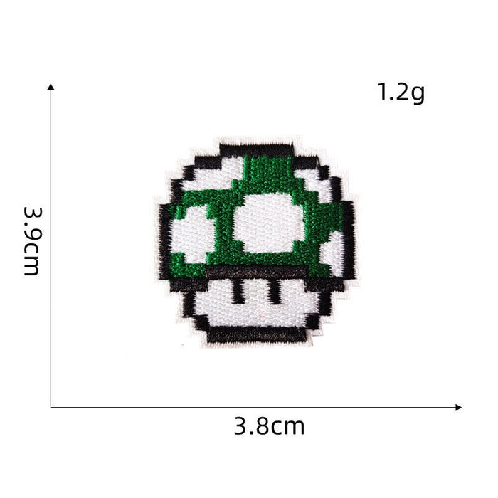 Mushroom Kingdom Pixel 'Green Mushroom | Set of 2' Embroidered Patch