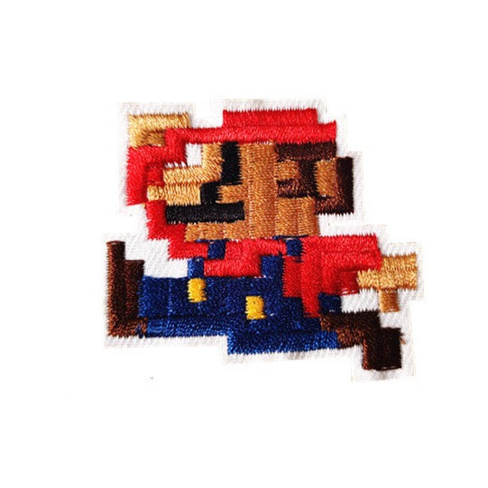 Mushroom Kingdom Pixel 'Mario | Hopping | Set of 2' Embroidered Patch