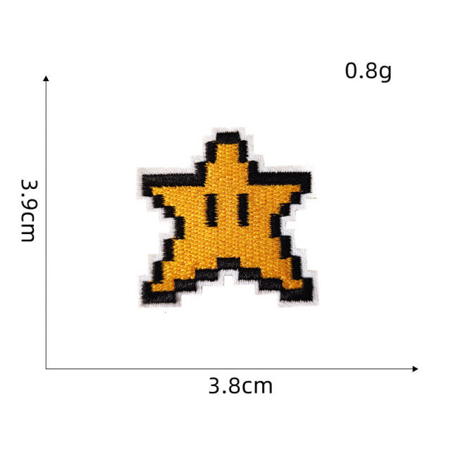 Mushroom Kingdom Pixel 'Star Power Up | Set of 2' Embroidered Patch