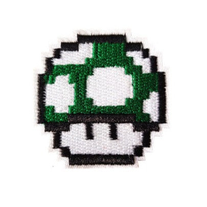 Mushroom Kingdom Pixel 'Green Mushroom | Set of 2' Embroidered Patch