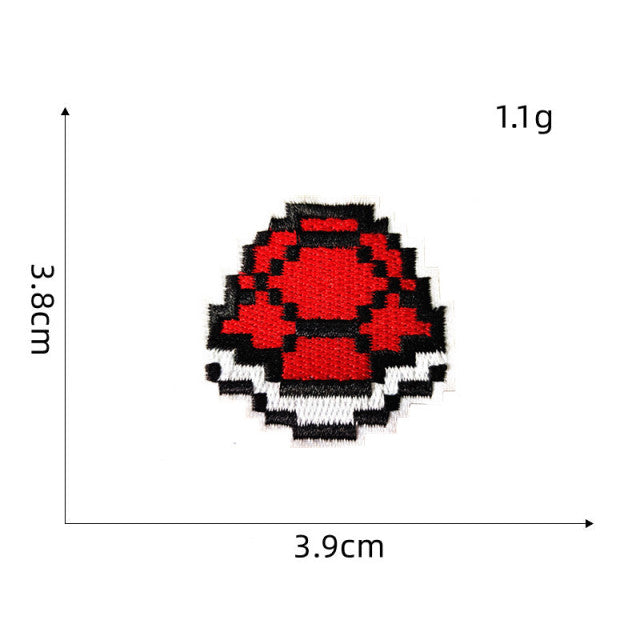 Mushroom Kingdom Pixel 'Red Shell | Set of 2' Embroidered Patch