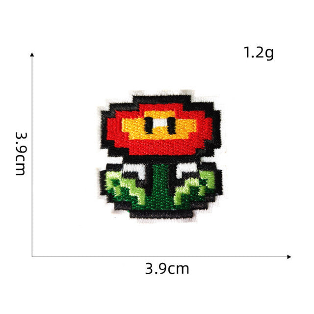 Mushroom Kingdom Pixel 'Fire Flower | Set of 2' Embroidered Patch