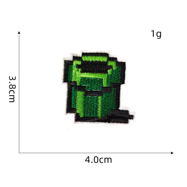 Mushroom Kingdom Pixel 'Green Pipe | Set of 2' Embroidered Patch