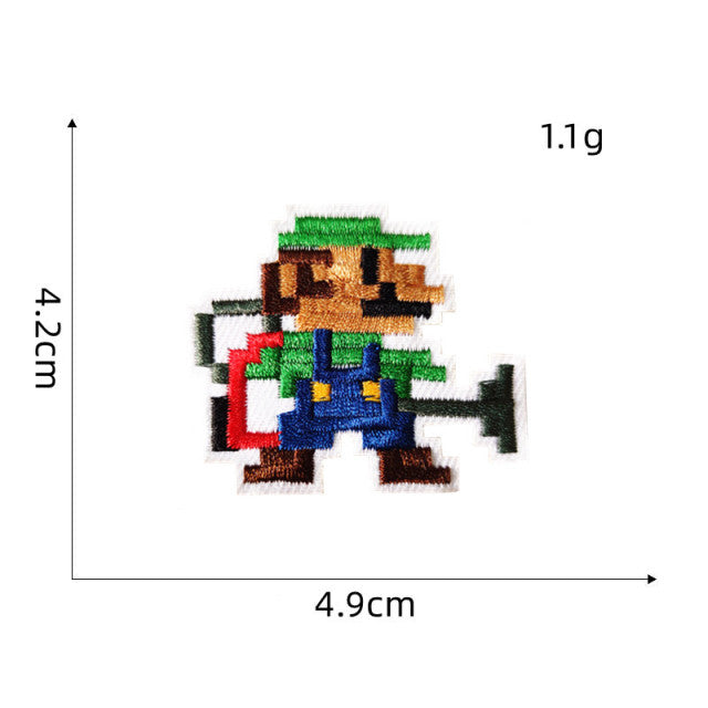 Mushroom Kingdom Pixel 'Luigi | Set of 2' Embroidered Patch