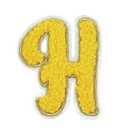 Cute Yellow Chenille 'Letter H' Embroidered Patch