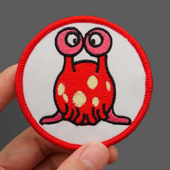Red Alien Snail 'Round' Embroidered Velcro Patch