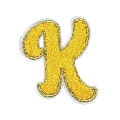 Cute Yellow Chenille 'Letter K' Embroidered Patch
