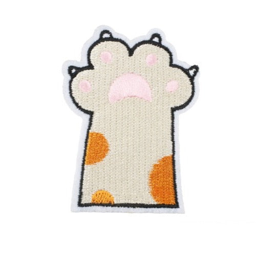Cute 'Cat Paw | Light Brown Dots' Embroidered Patch