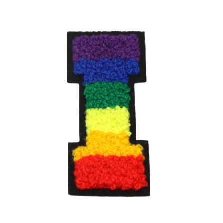 Rainbow Chenille 'Letter I' Embroidered Patch