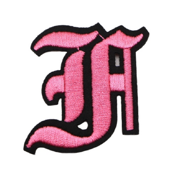 Gothic Font 'Letter F | Pink' Embroidered Patch