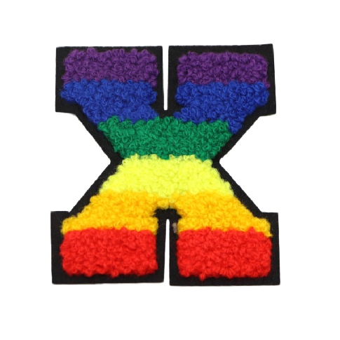 Rainbow Chenille 'Letter X' Embroidered Patch