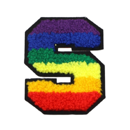 Rainbow Chenille 'Letter S' Embroidered Patch