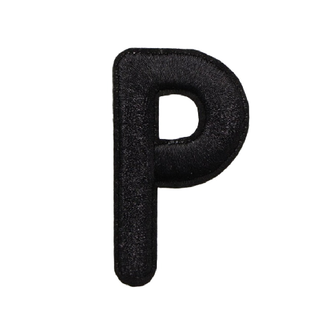 Letter P 'Black' Embroidered Patch