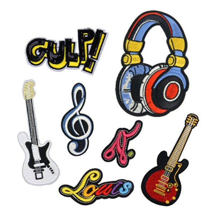 Music 'Musical Instruments And Notes' Embroidered Velcro Patch