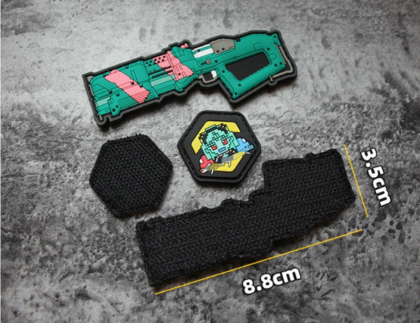 Cyberpunk: Edgerunners 'Rebecca's Guts Shotgun' PVC Rubber Velcro Patch