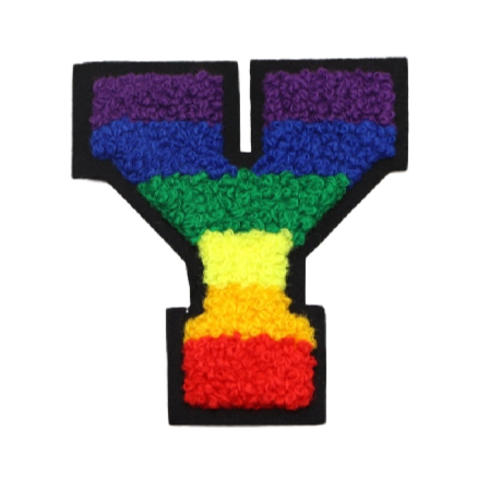 Rainbow Chenille 'Letter Y' Embroidered Patch