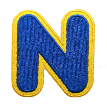 Big Letter N 'Yellow and Blue' Embroidered Patch