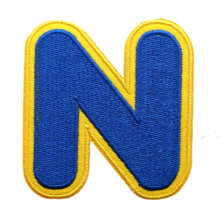 Big Letter N 'Yellow and Blue' Embroidered Velcro Patch