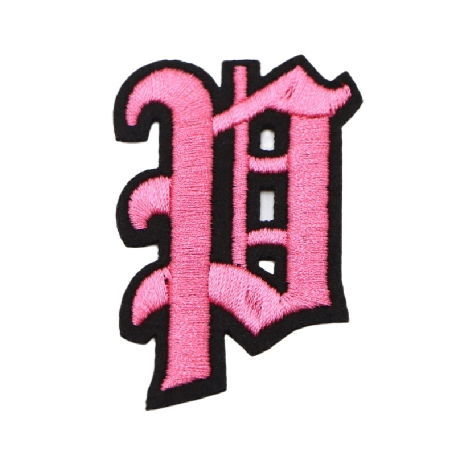 Gothic Font 'Letter P | Pink' Embroidered Patch