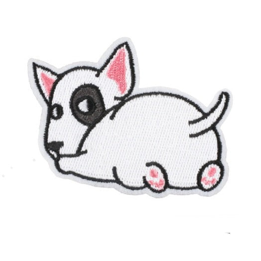 Cute Dog 'Bull Terrier | Black Eye' Embroidered Patch