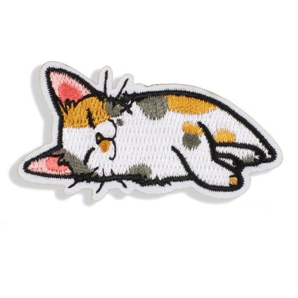 Cute Cat 'Gray & Brown Dots | Sleeping' Embroidered Patch