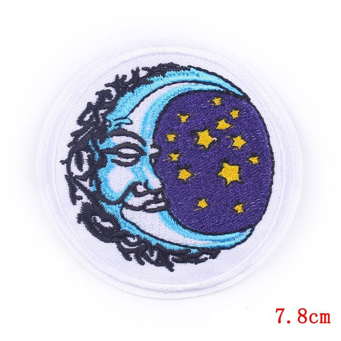'Crescent Moon and Stars | 1.0' Embroidered Patch