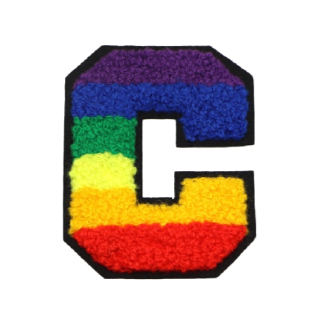 Rainbow Chenille 'Letter C' Embroidered Patch