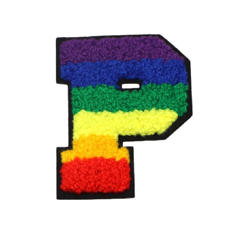 Rainbow Chenille 'Letter P' Embroidered Patch