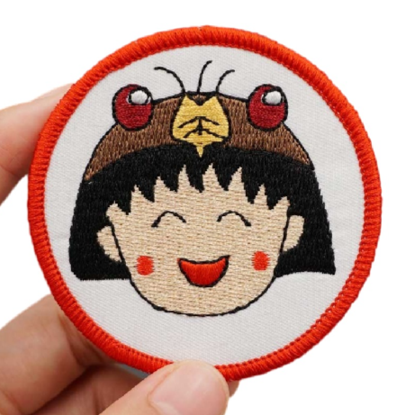 Chibi Maruko-chan 'Momoko Sakura | Happy | Round' Embroidered Velcro Patch