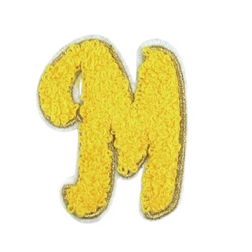 Cute Yellow Chenille 'Letter M' Embroidered Patch