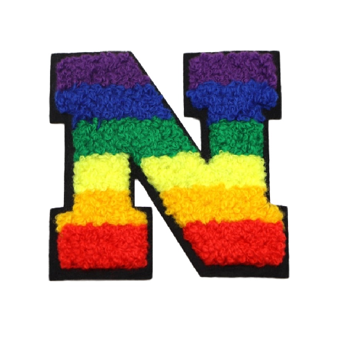 Rainbow Chenille 'Letter N' Embroidered Patch