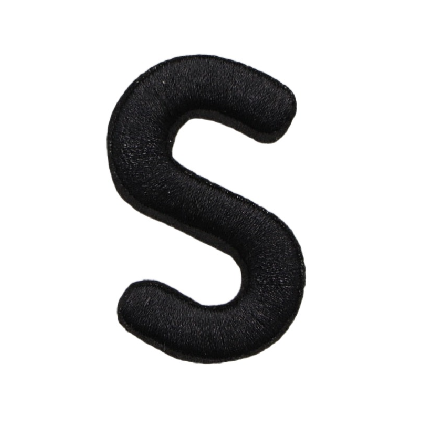 Letter S 'Black' Embroidered Patch