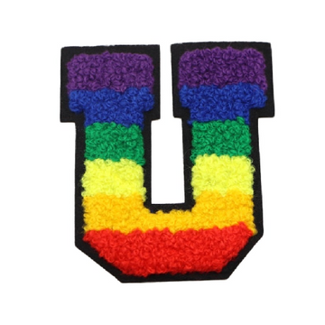 Rainbow Chenille 'Letter U' Embroidered Patch