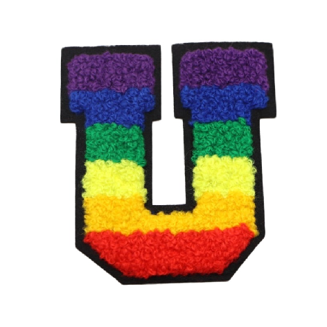 Rainbow Chenille 'Letter U' Embroidered Patch