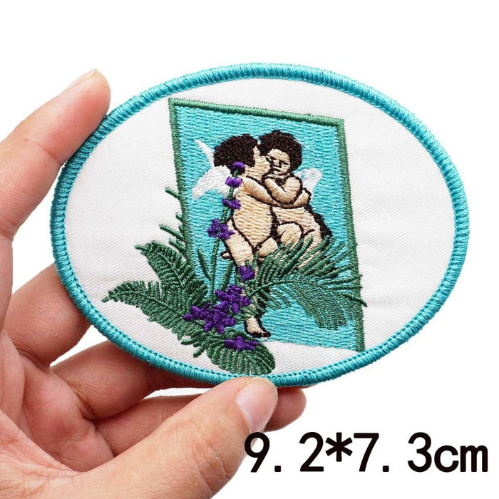 Cute 'Angels Hugging | Portrait' Embroidered Patch