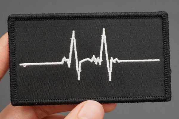 Cool 'Heartbeat Lifeline' Embroidered Velcro Patch