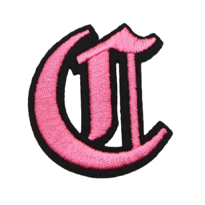 Gothic Font 'Letter C | Pink' Embroidered Patch