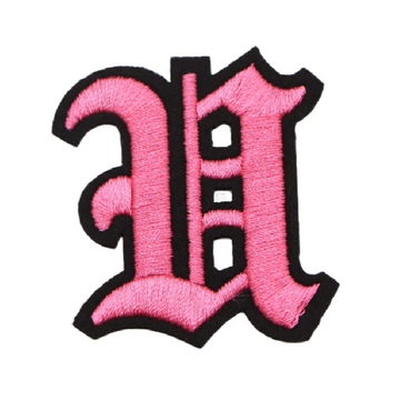 Gothic Font 'Letter U | Pink' Embroidered Patch