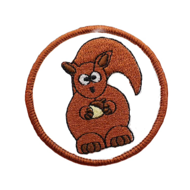 Scared Squirrel 'Holding Acorn' Embroidered Velcro Patch