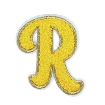 Cute Yellow Chenille 'Letter R' Embroidered Patch