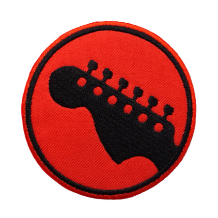 Guitar Headstock 'Six Tuning Pegs' Embroidered Velcro Patch