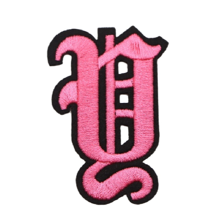 Gothic Font 'Letter Y | Pink' Embroidered Patch
