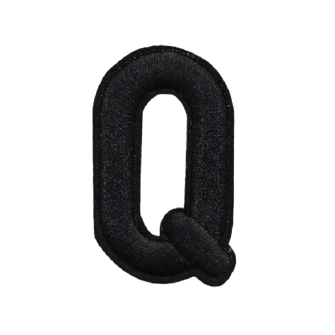 Letter Q 'Black' Embroidered Patch