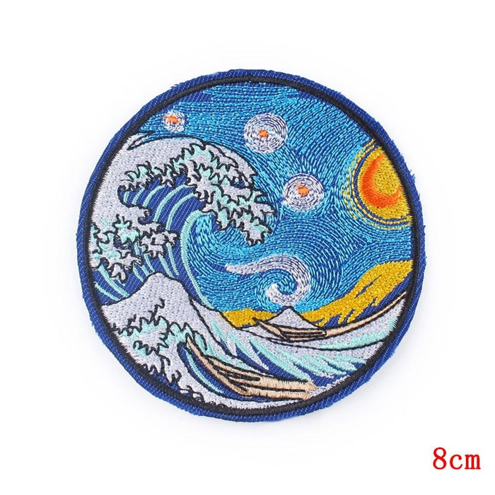 'The Great Wave off Kanagawa | Starry Night' Embroidered Patch