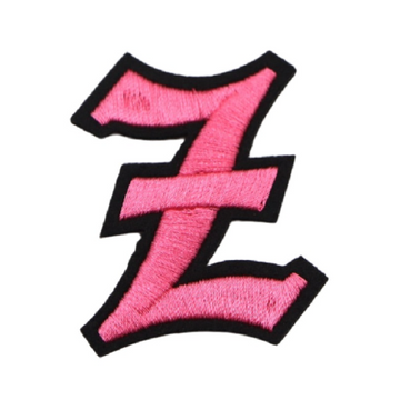 Gothic Font 'Letter Z | Pink' Embroidered Patch