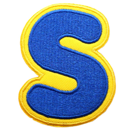 Big Letter S 'Yellow and Blue' Embroidered Velcro Patch