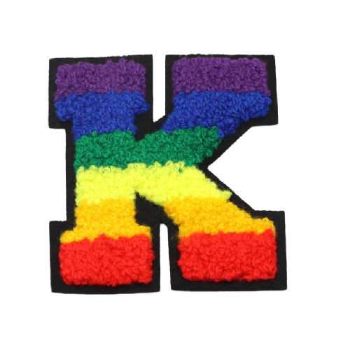 Rainbow Chenille 'Letter K' Embroidered Patch